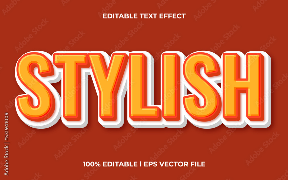 stylish 3d text effect with trendy theme. red text lettering typography font style