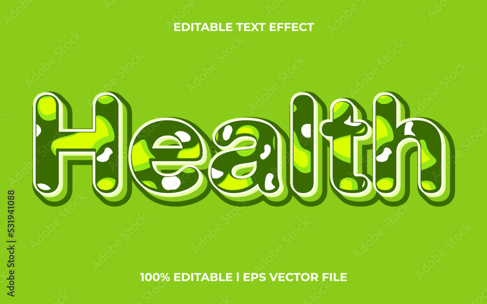 health 3d text effect with nature theme. green text lettering typography font style health 3d text effect with nature theme. green text lettering typography font style