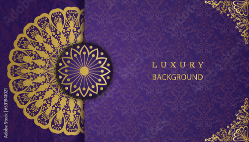 Creative luxury ornamental mandala design background in gold color. Decorative greeting card. Design for invitation, wedding card, Diwali, decoration. India, Indian, Arabic, Damask, Asian, Turkish