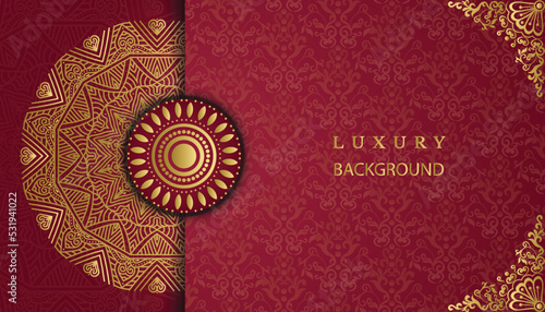 Creative luxury ornamental mandala design background in gold color. Decorative greeting card. Design for invitation, wedding card, Diwali, decoration. India, Indian, Arabic, Damask, Asian, Turkish