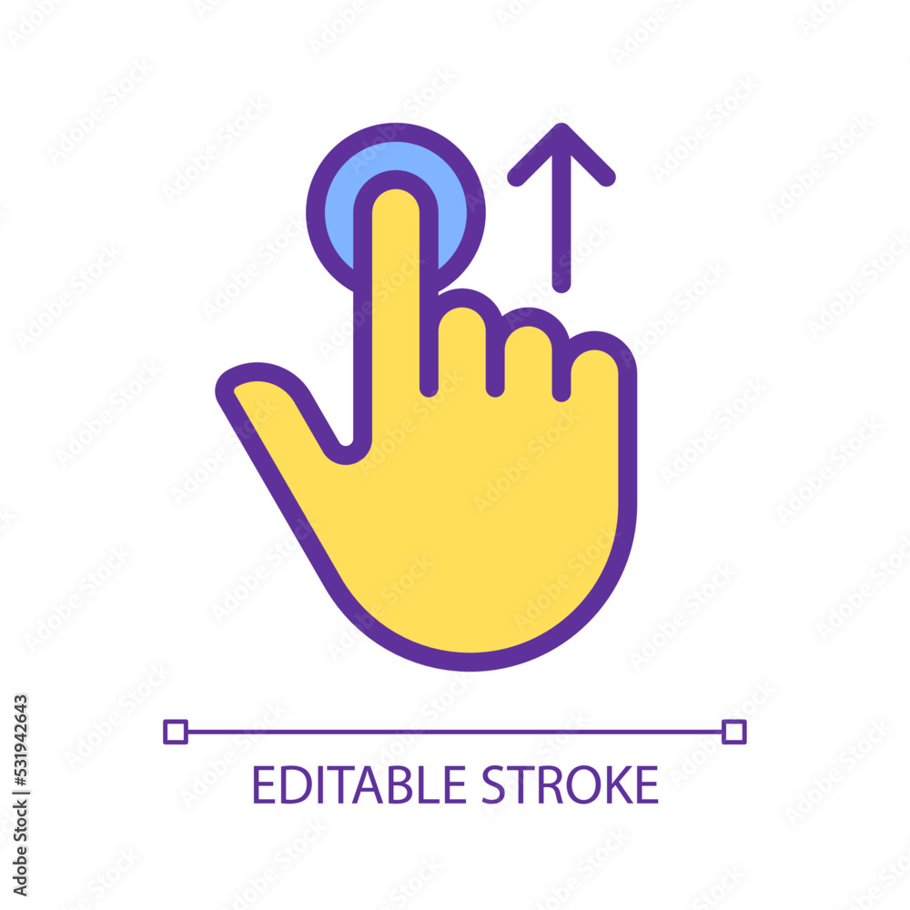 Move upwards pixel perfect yellow RGB color icon. Swipe up. Touchscreen controlling gesture. Slide and scroll. Silhouette symbol on white space. Solid pictogram. Vector isolated illustration Move upwards pixel perfect yellow RGB color icon. Swipe up. Touchscreen controlling gesture. Slide and scroll. Silhouette symbol on white space. Solid pictogram. Vector isolated illustration