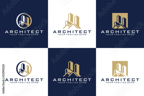 collection of architect design logos, buildings, roofs, cities #531943261