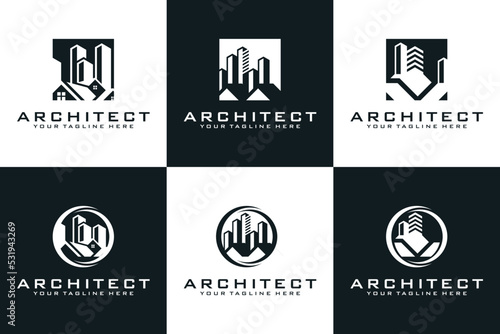 collection of building, architect and real estate logos