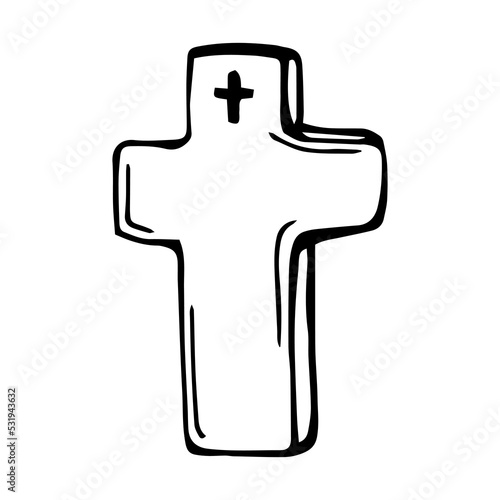 Halloween hand drawn scary grave doodle black sketch