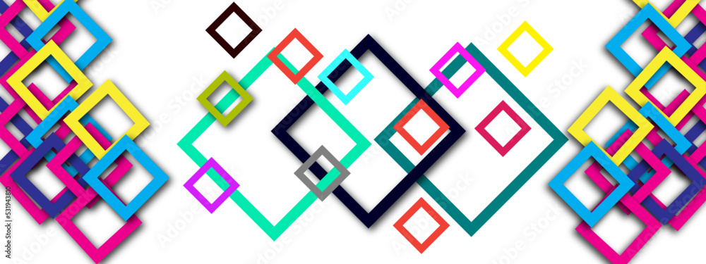 Abstract modern colorful geometric overlapping square pattern design of technology background. You can use for add, poster, design artwork, template, banner, print, annual report. Abstract modern colorful geometric overlapping square pattern design of technology background. You can use for add, poster, design artwork, template, banner, print, annual report.