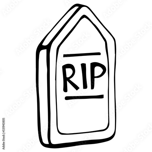Halloween hand drawn scary grave doodle black sketch