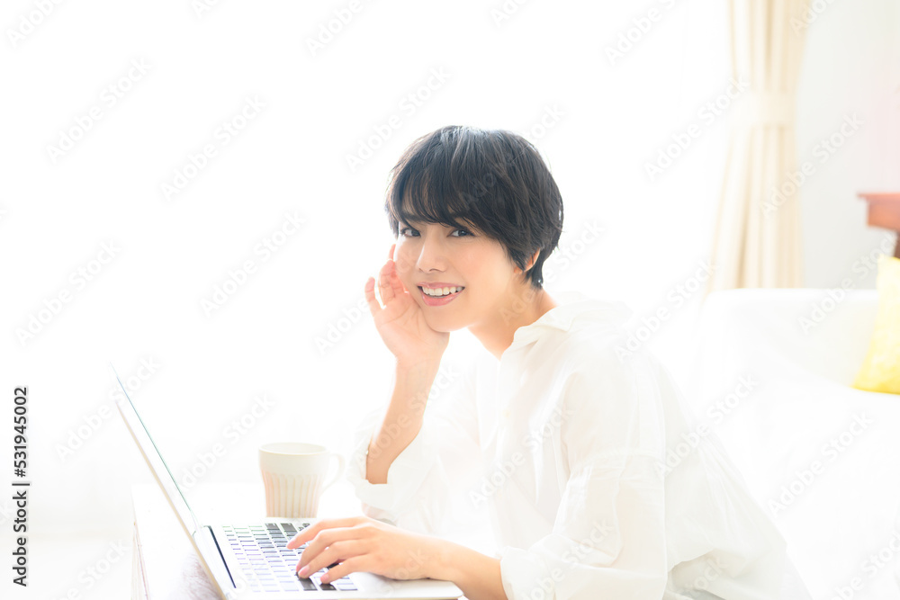 Woman working in beautiful backlight with easy to use copy space. Woman working in beautiful backlight with easy to use copy space.