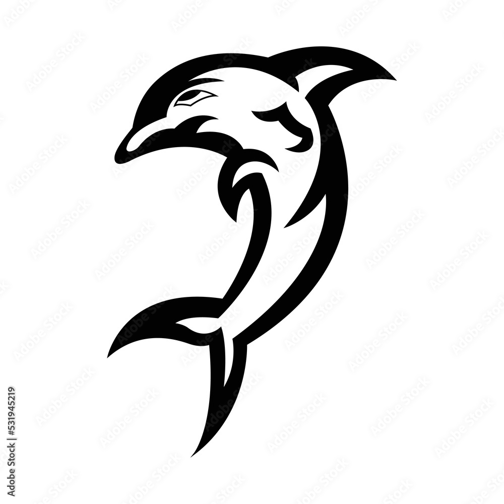 Naklejka premium Dolphin line icon illustration. illustration icon related to sea animal. Simple design editable