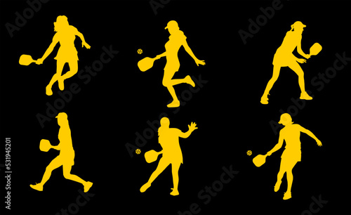 Pickleball Female Player  Silhouette Vector