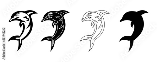 Dolphin icon set illustration. illustration icon related to sea animal. Simple design editable