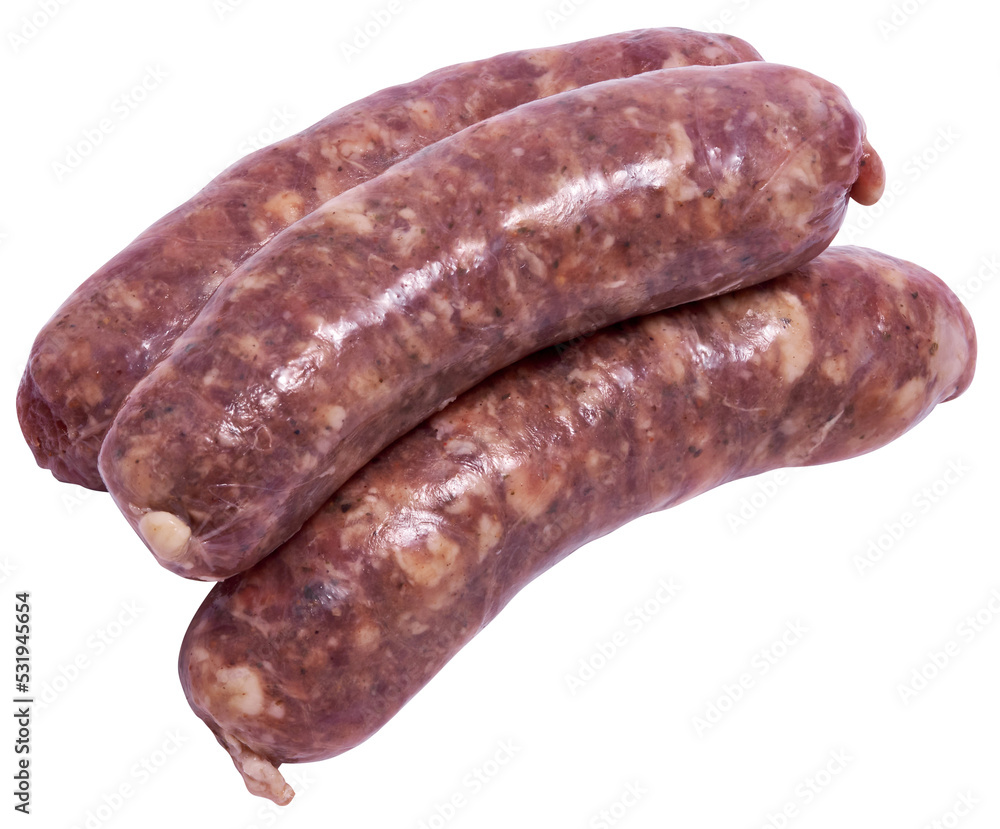Raw beef or pork grill sausage isolated Raw beef or pork grill sausage isolated