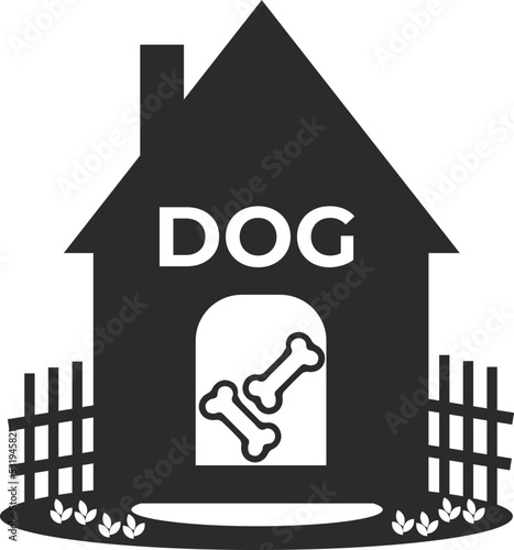 Dog house icon, dog shelter symbol vector