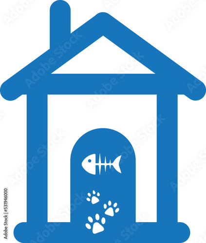 Cat house icon, cat home symbol blue vector