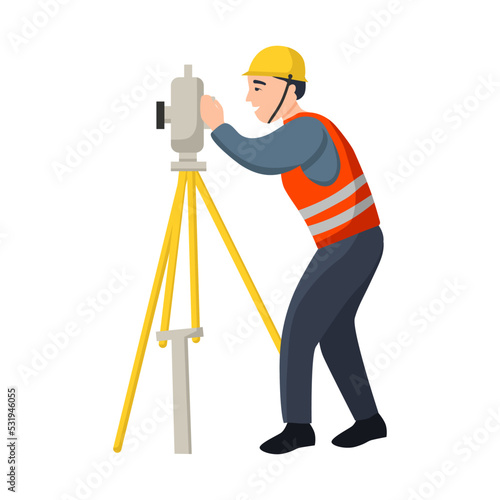 Engineer surveyor. Flat vector illustration