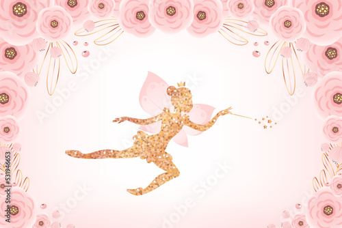 Fotótapéta Golden fairy princess baby shower backdrop