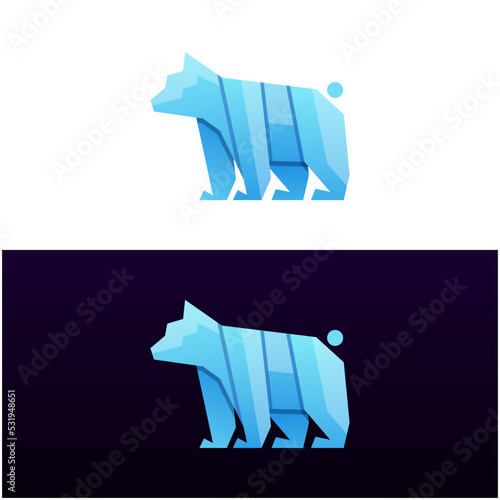 modern blue bear gradient logo design