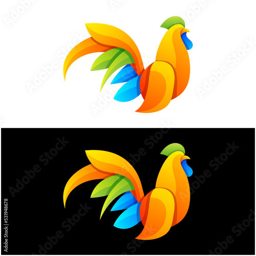 modern Rooster colorful logo design
