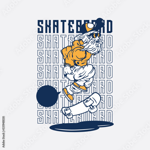 illustration skateboard with logo characters