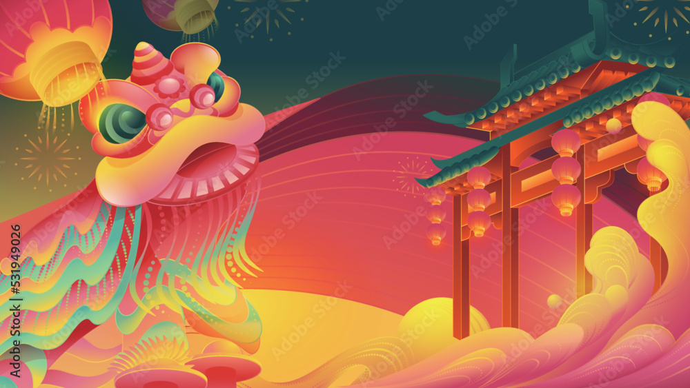 Chinese lion creative illustration Chinese lion creative illustration