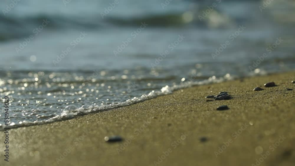 Amazing view of ocean waves splashing on sand, nature and travel concept video Amazing view of ocean waves splashing on sand, nature and travel concept video