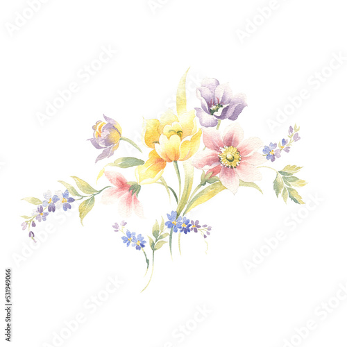 Fototapeta Naklejka Na Ścianę i Meble -  Greeting card with flowers, can be used as invitation card for wedding, birthday and other holiday and summer background