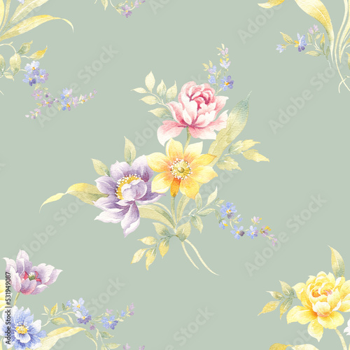 Classic Popular Flower Seamless pattern background - For easy making seamless pattern use it for filling any contours © ZWM