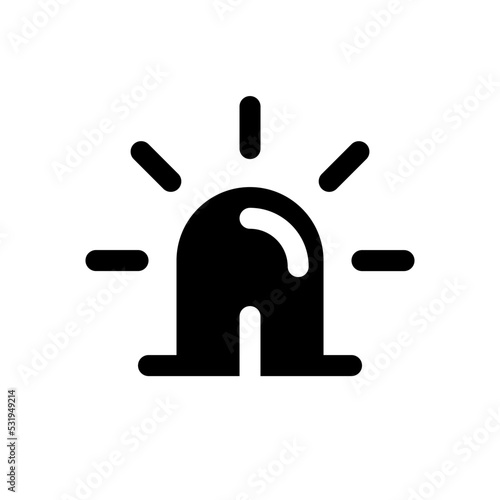 Siren black glyph ui icon. Emergency vehicle lighting. Warning signal. Ambulance. User interface design. Silhouette symbol on white space. Solid pictogram for web, mobile. Isolated vector illustration