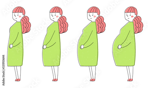 お腹が徐々に大きくなる妊婦の女性