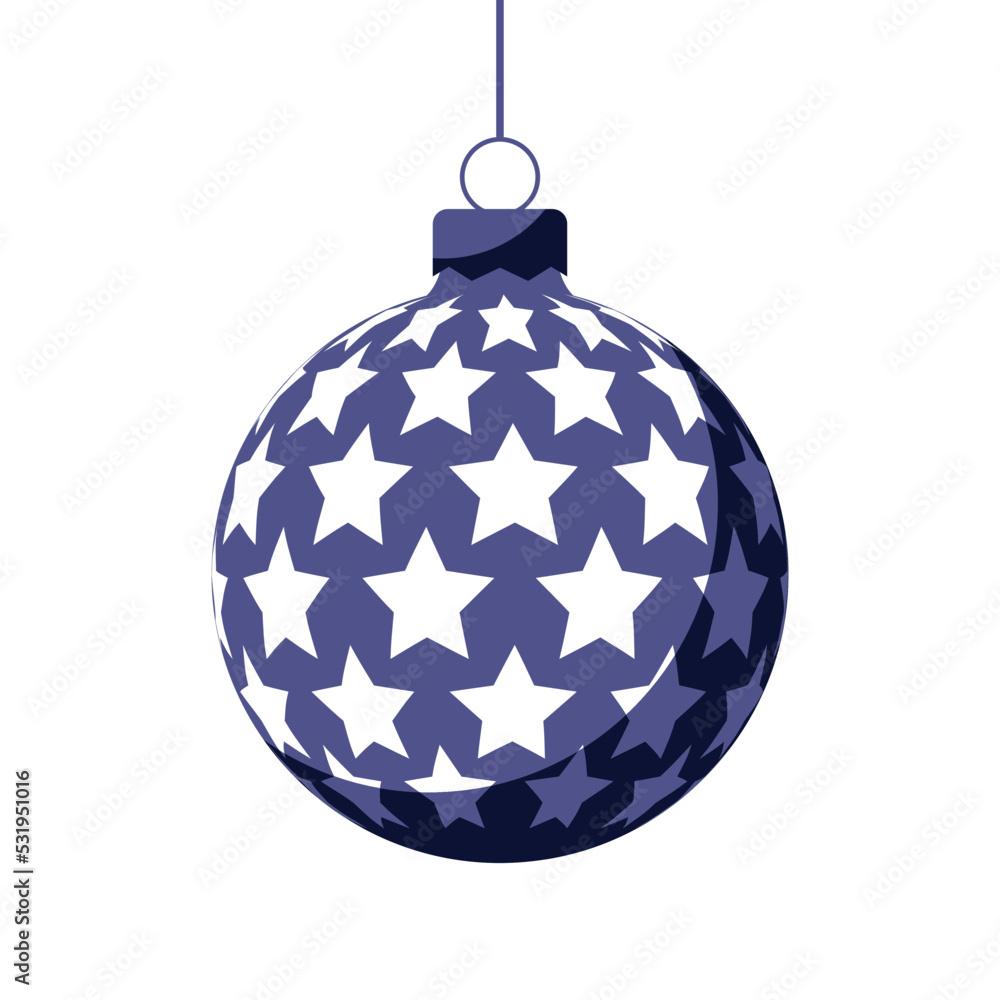 Blue Christmas ball with holiday ornament. Vector illustration in flat design. 2023 toy for christmas tree. Blue Christmas ball with holiday ornament. Vector illustration in flat design. 2023 toy for christmas tree.