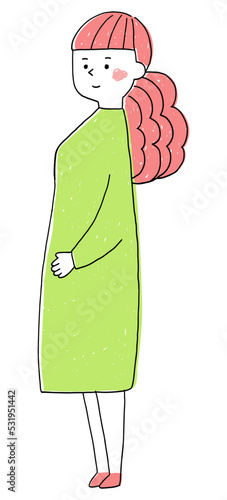 妊娠初期でお腹を撫でる妊婦の女性