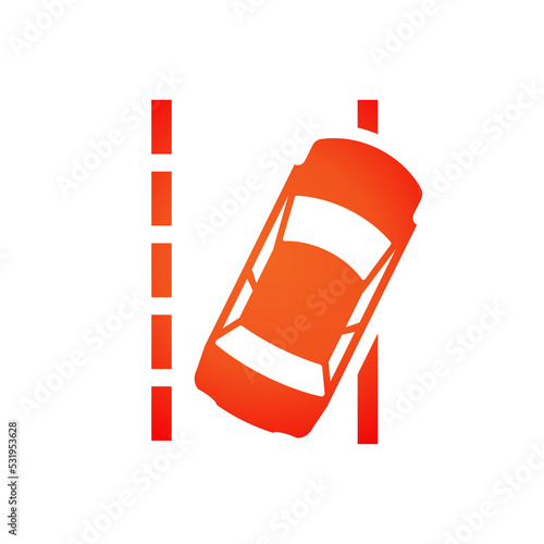 Lane keeping assist system warning light sign on car dashboard vector illustration.