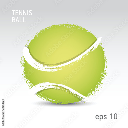 Tennis ball, grunge hand drawn vector illustration