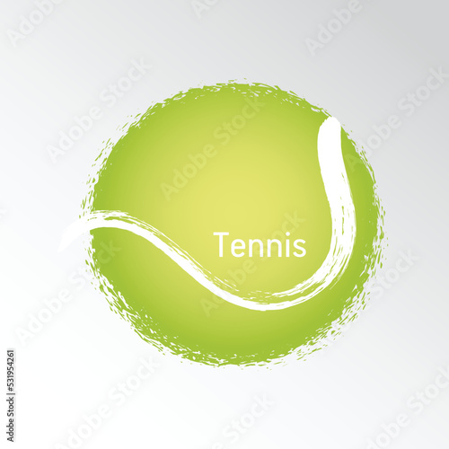 Tennis ball, grunge hand drawn vector illustration