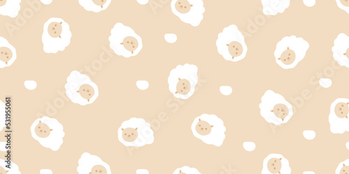 Cute fluffy sheep doodle cartoon pattern