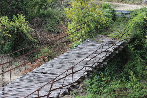 wooden bridge over river