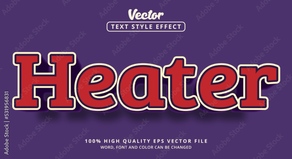 Editable text effect, text color Heater effect red and white style and vivid color Editable text effect, text color Heater effect red and white style and vivid color