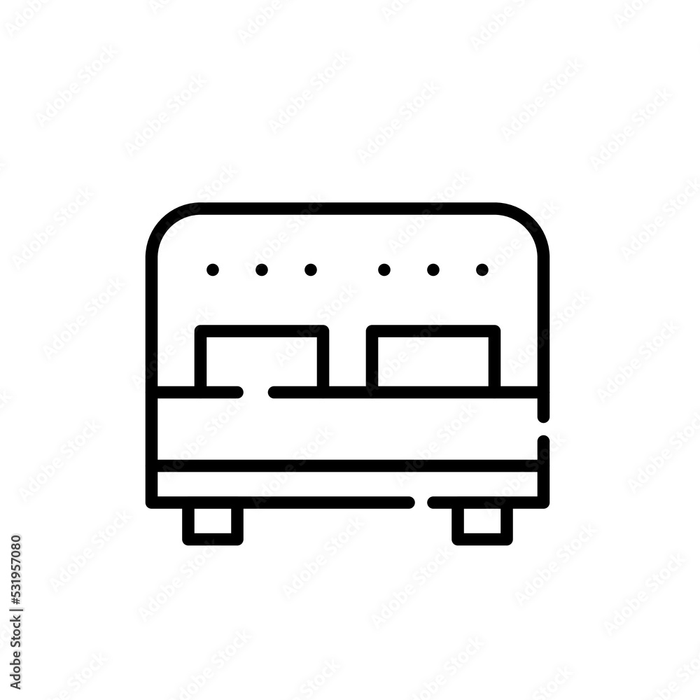 Double or queen size bed hotel sleeping arrangement. Pixel perfect, editable stroke icon Double or queen size bed hotel sleeping arrangement. Pixel perfect, editable stroke icon