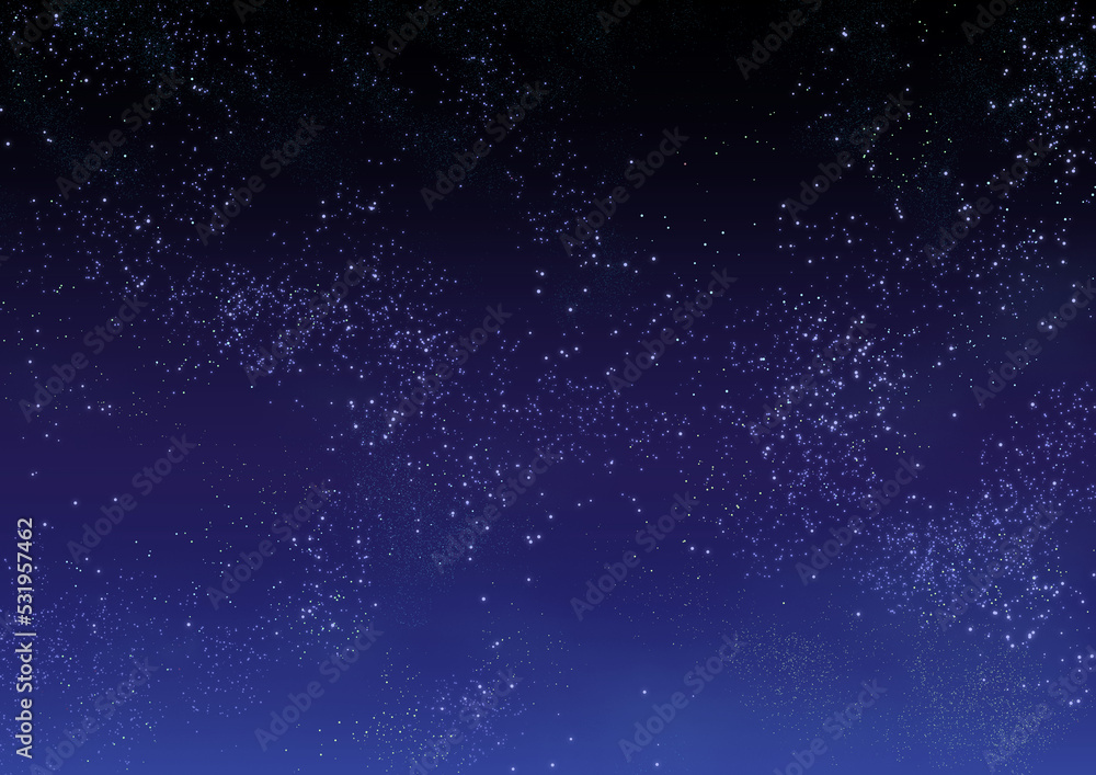 星降る夜空のイラスト背景　A４横型