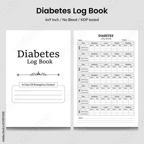 Diabetes Log Book Kdp Interior Weekly tracker .Medical tracker logbook and diabetes checker.