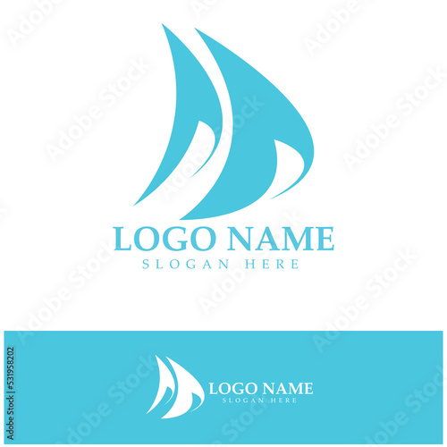 Simple Sailboat dhow boat on Sea Ocean Wave art style logo design, Daily cruises, sea travel, vector icon ILLUSTRATION