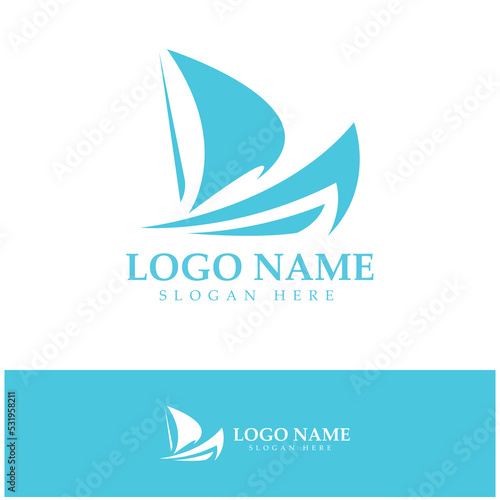 Simple Sailboat dhow boat on Sea Ocean Wave art style logo design, Daily cruises, sea travel, vector icon ILLUSTRATION