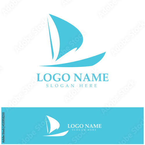 Simple Sailboat dhow boat on Sea Ocean Wave art style logo design, Daily cruises, sea travel, vector icon ILLUSTRATION