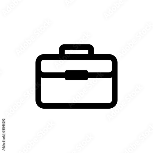 black and white suitcase icon on isolated background