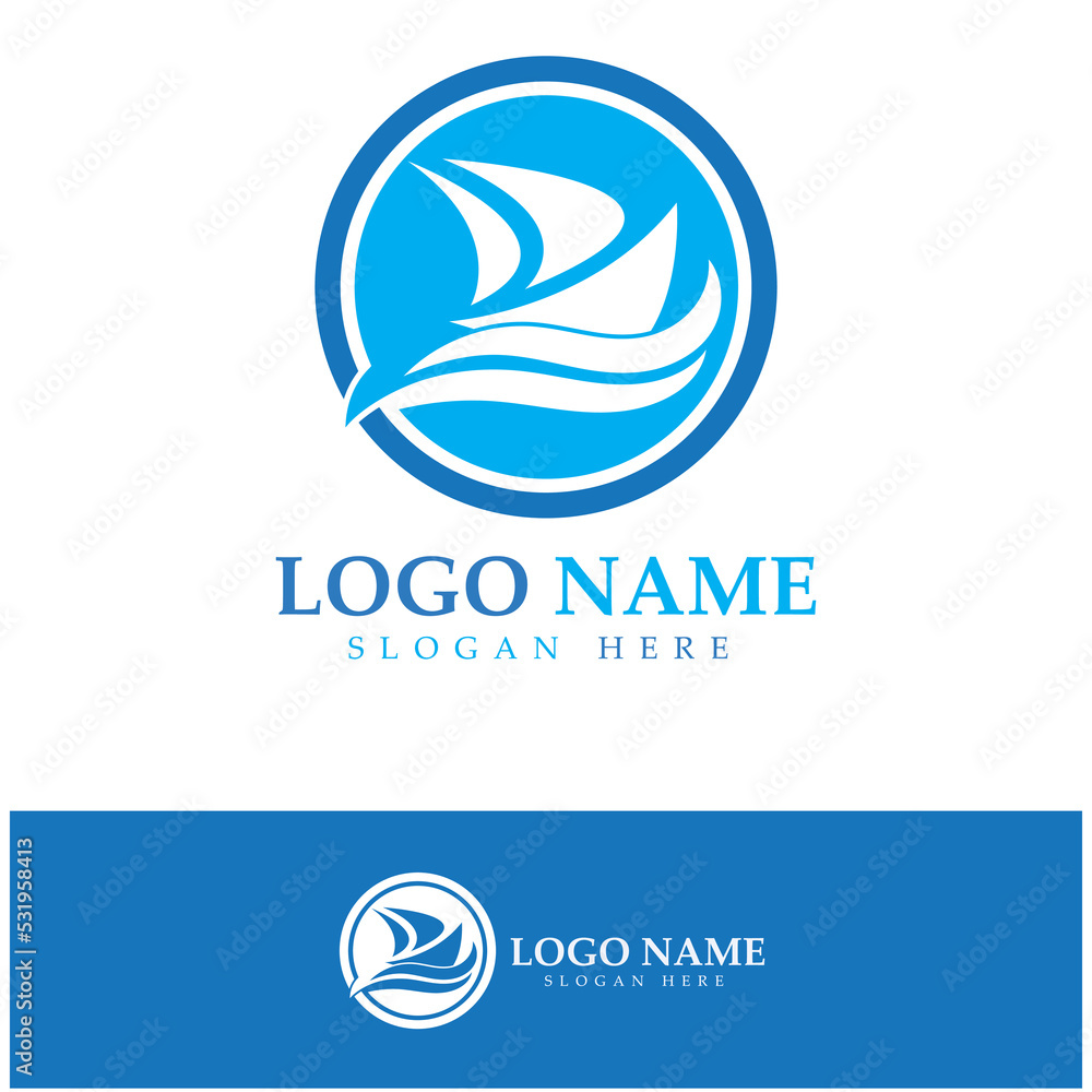 Simple Sailboat dhow boat on Sea Ocean Wave art style logo design, Daily cruises, sea travel, vector icon ILLUSTRATION Simple Sailboat dhow boat on Sea Ocean Wave art style logo design, Daily cruises, sea travel, vector icon ILLUSTRATION