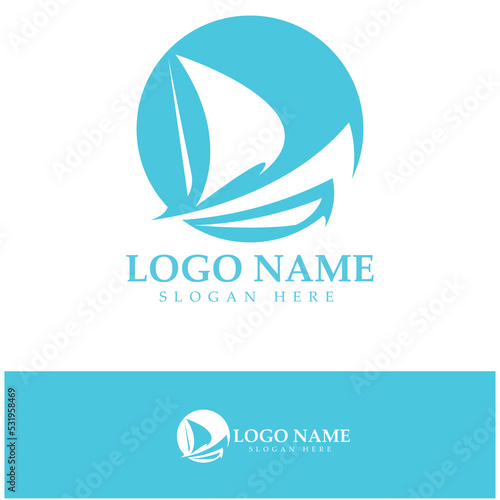 Simple Sailboat dhow boat on Sea Ocean Wave art style logo design, Daily cruises, sea travel, vector icon ILLUSTRATION
