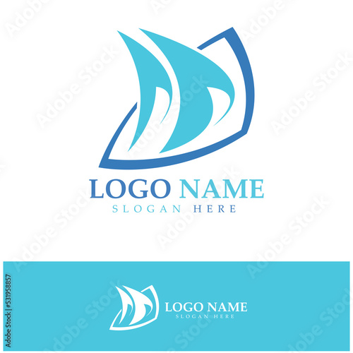 Simple Sailboat dhow boat on Sea Ocean Wave art style logo design, Daily cruises, sea travel, vector icon ILLUSTRATION