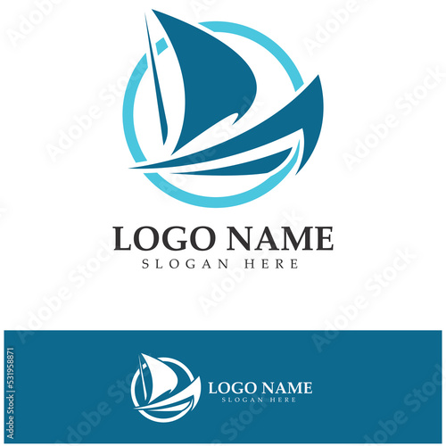 Simple Sailboat dhow boat on Sea Ocean Wave art style logo design, Daily cruises, sea travel, vector icon ILLUSTRATION