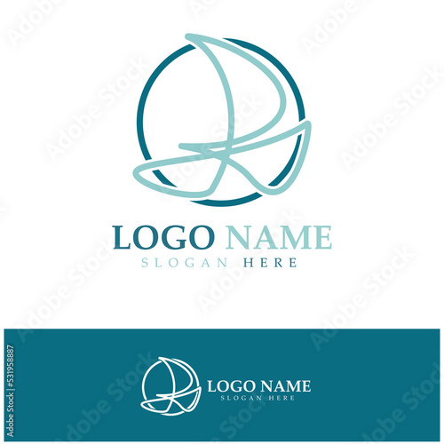 Simple Sailboat dhow boat on Sea Ocean Wave art style logo design, Daily cruises, sea travel, vector icon ILLUSTRATION