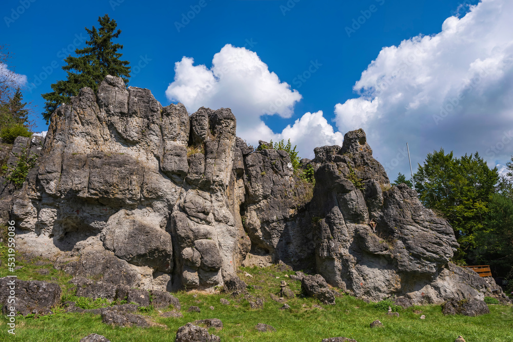 Rock formations of the Kemitzenstein near Bad Staffelstein/Germany in Franconian Switzerland
