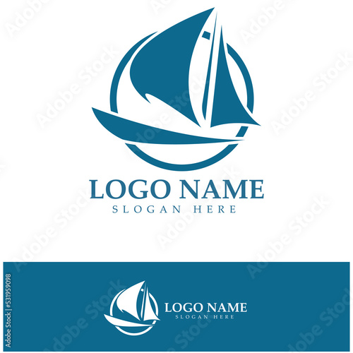 Simple Sailboat dhow boat on Sea Ocean Wave art style logo design, Daily cruises, sea travel, vector icon ILLUSTRATION